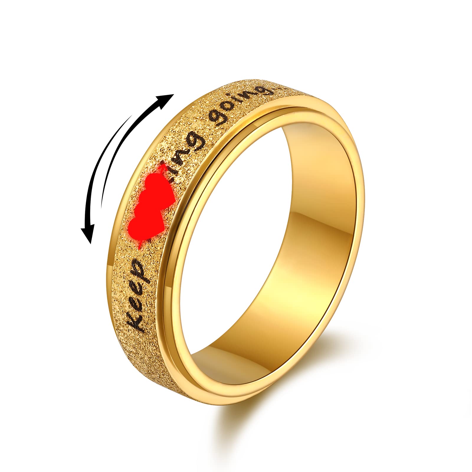 furniturepadsInitial Spinner Anti Anxiety Ring - Spinning Ring for anxiety for Men Women, Stainless Steel Spinning Keep Going Ring, Multi Size Initial Fidget Ring for Women Men(6/7/8/9)