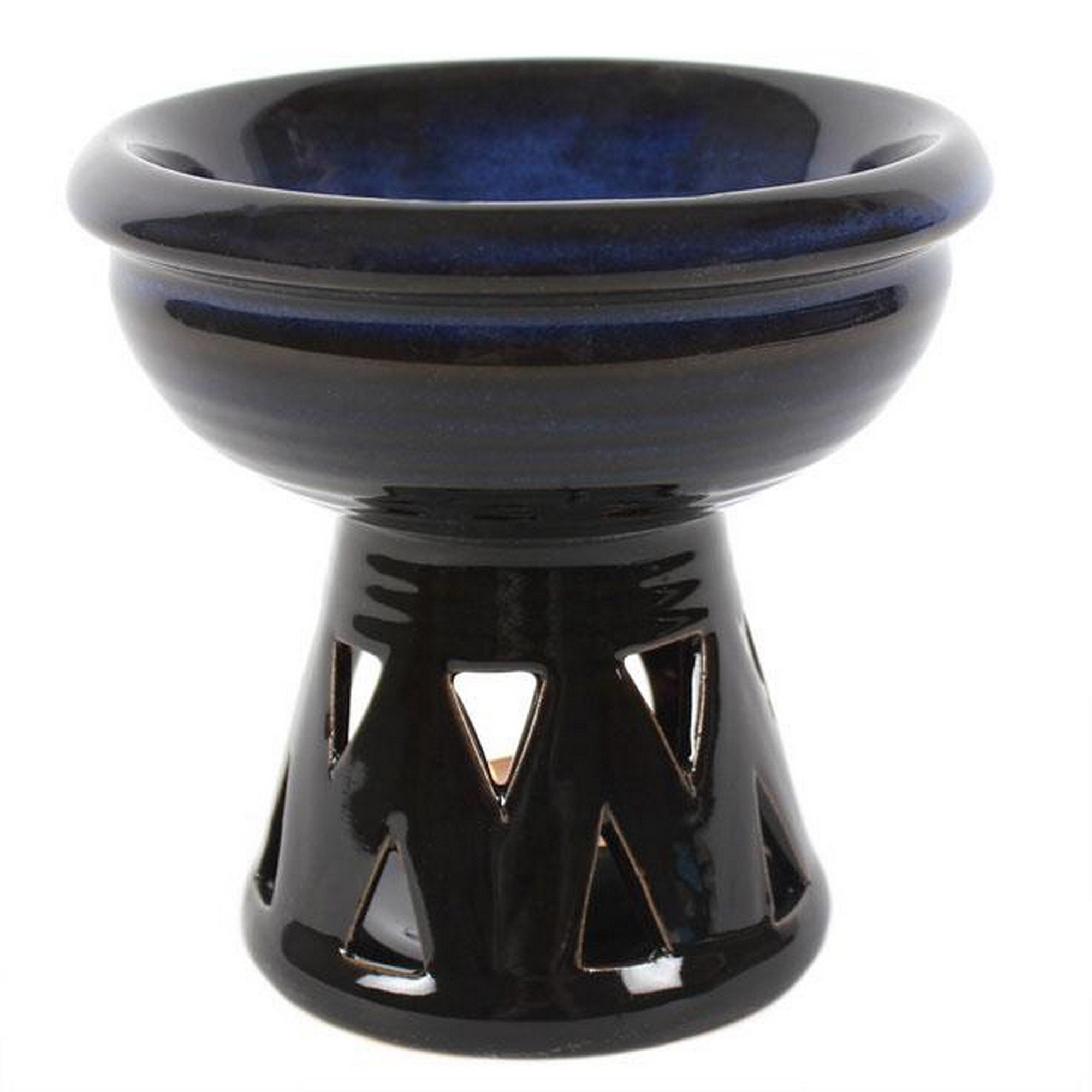 Something Different Wholesale Gorgeous Blue Ceramic Deep Bowl Oil Burner - 13.5cm x 14cm (1 Pc.) - Premium Material, Versatile & Elegant Design - Ideal Home Decor, Relaxing Ambiance
