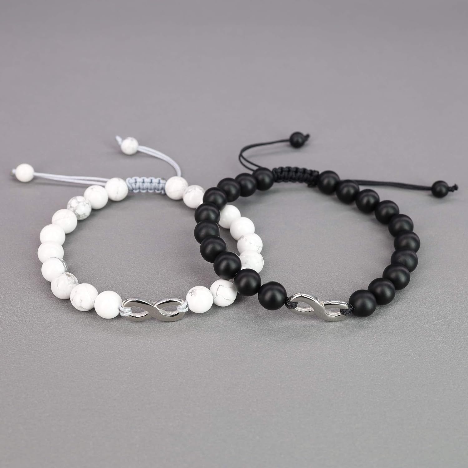COAI Infinity His and Hers Howlite Onyx Stone Matching Couples Bracelets