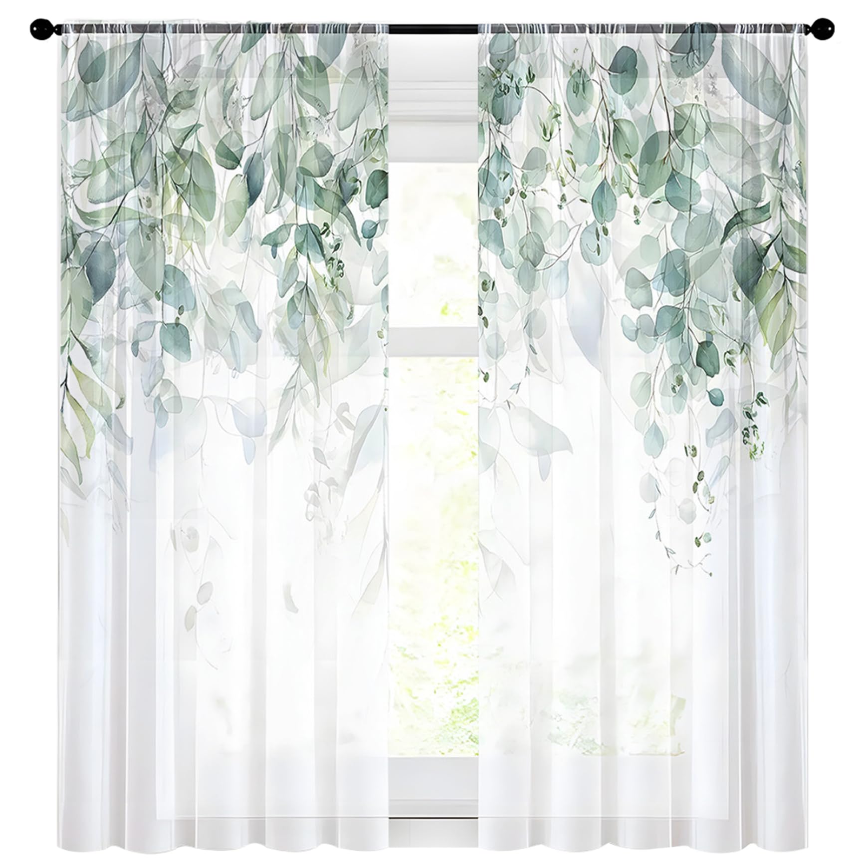 Rideaux transparents blancs 84 pouces | Rideau de tulle semi-transparent salon et chambre