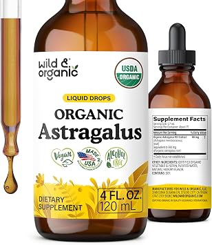 USDA Organic Astragalus Root Extract Drops - Immune Support - 4 oz