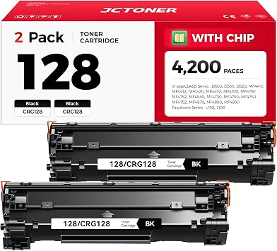 128 Toner Cartridge Black 2-Pack Replacement for Canon 128 CRG-128 Compatible with Canon ImageCLASS D550 D530 MF4410 MF4412 MF4420 MF4452 MF4450 MF4770n MF4570 MF4800 Faxphone L190 L100 Printers Ink