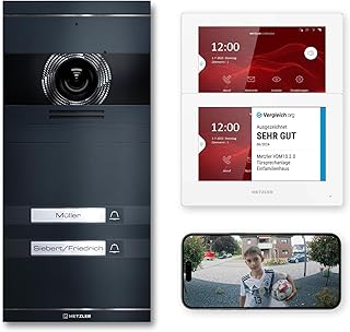 Metzler VDM10 2.0 Video Sprechanlage Komplett Set, mit austauschbarem Namensschild - Anschluss 2-Draht -Türsprechanlage mit HD-Kamera für 2 Familienhaus, Smartphone App, in Anthrazit aus V2A Edelstahl