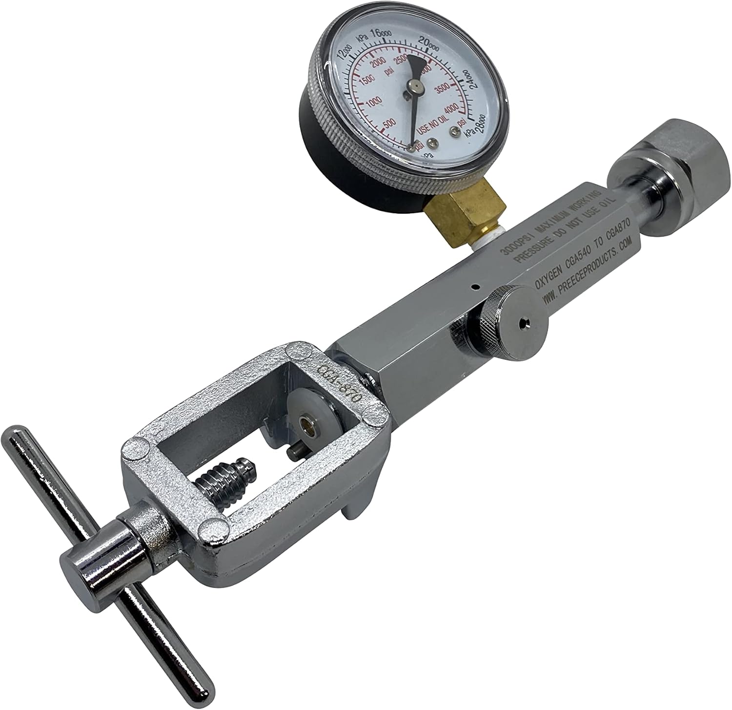 Oxygen Transfill Transfiller Adaptor CGA540 to CGA870 with Bleed Valve Medical Dental Aviation