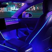 Vista 9 de Nestour Luces de Neón Interiores de Coche para Tesla Model 3 Y 2016-2020, (Consola Central+Tablero de Instrumentos+2 Luces para Pies)