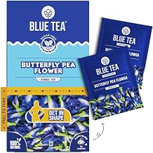 BLUE TEA - Butterfly Pea Flower Tea - 25 Count - Plant Based Tea Bags | Antioxidant Rich | Herbal Tea - Caffeine free - Non Bitter - No Preservatives - Chemical Free | Single Tear Box | Easy Pull Sachets