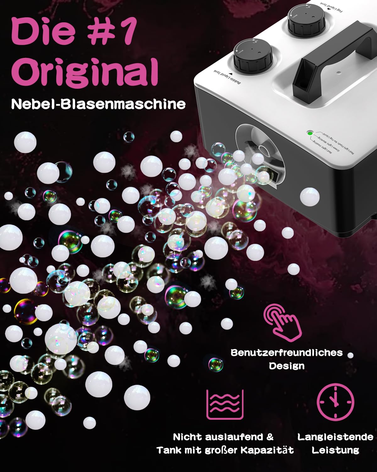 Macchina per la nebbia, 2 in 1 Fog Bubble Machine, 400 W No-Spill Smoke Bubble Maker, Portable Bubble Fogger, Bubble Fog Combo Machine per interni ed esterni, feste, Halloween, Natale, matrimonio