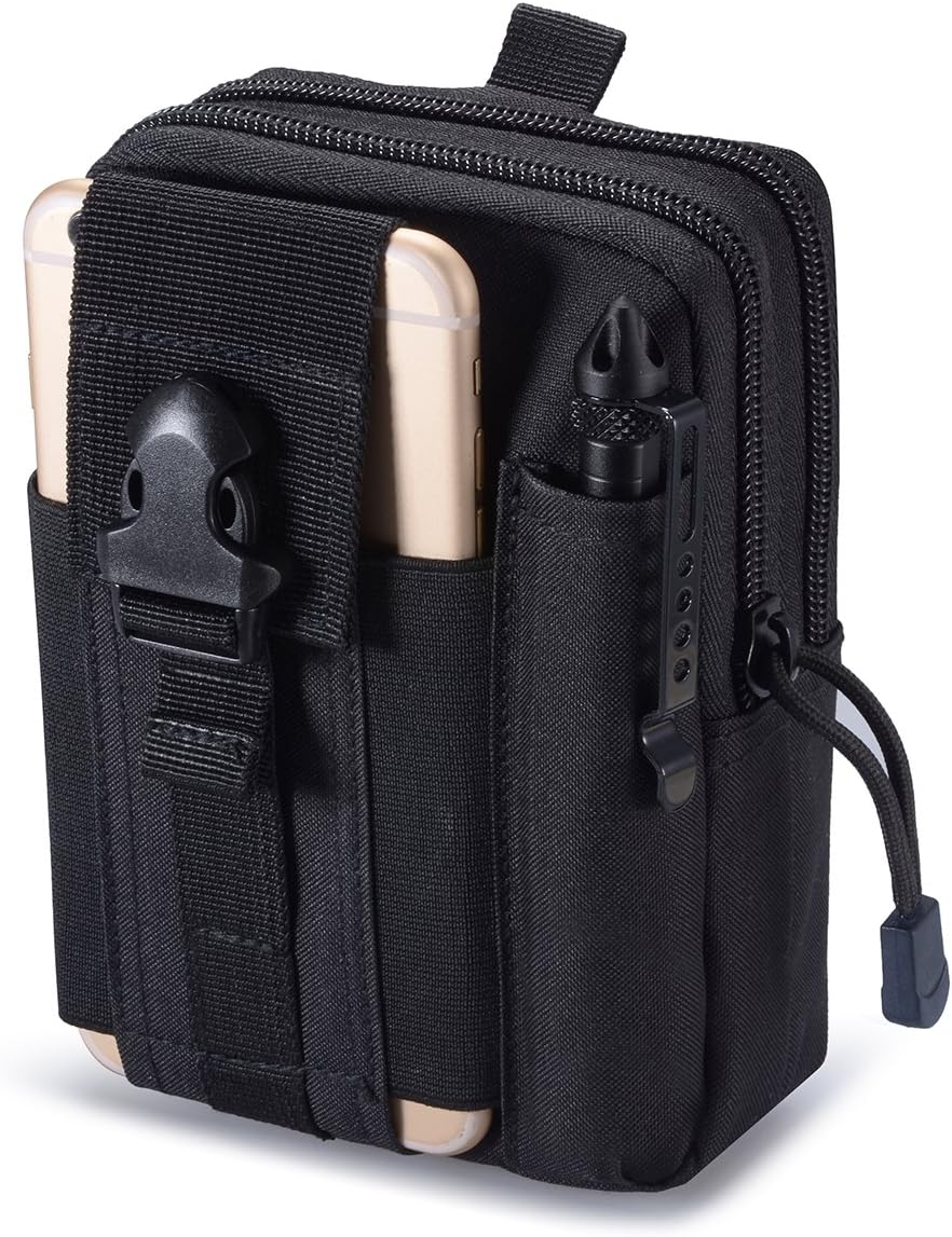 Tactical Molle Pouch EDC Utility Gadget Belt Waist Bag with Cell Phone Holster Holder for iPhone X 8/8 Plus 6/6 Plus 7/7Plus Samsung Galaxy Note 8 S7 S6 LG HTC and More
