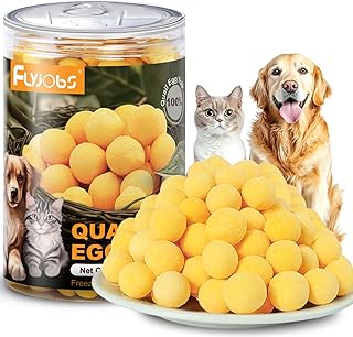 Freeze-Dried Quail Egg Yolk Snacks for Cats and Dogs Training, Natural Pet Treats Limited Ingredient, Healthy Tasty Freeze-Dried Pet Food for Dogs Cats (L, Quail)