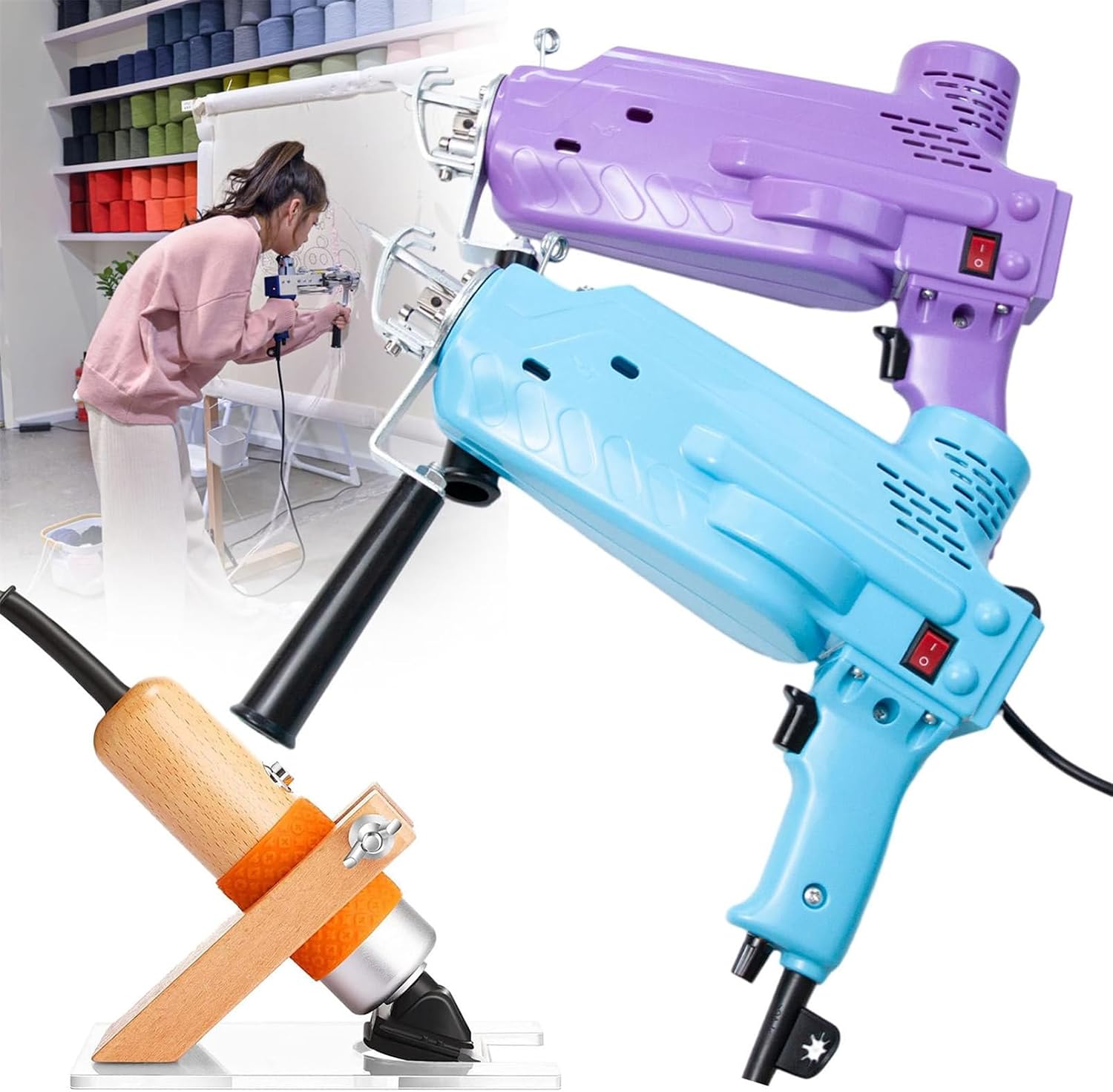 Built Motor Tufting Gun Starter Kit, Rug Maker Machine Starter Kit, 2-in-1 Tufting Gun Carpet Gun Machine Kit, Carpet Making Kit for Beginners