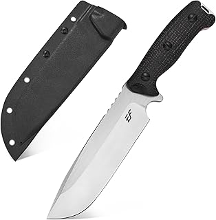 Eafengrow EF143 Fixed Blade Knife 1.8" Width AUS-10 Stainless Steel Blade Micarta Handle Full Tang EDC Straight Knife for Field Working Camping Survival（Black - Eafengrow