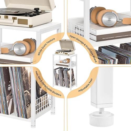 Miniatura 6 de LELELINKY - Mesa auxiliar blanca con almacenamiento, pequeña mesa de esquina con soporte para impresora para espacios pequeños, soporte para