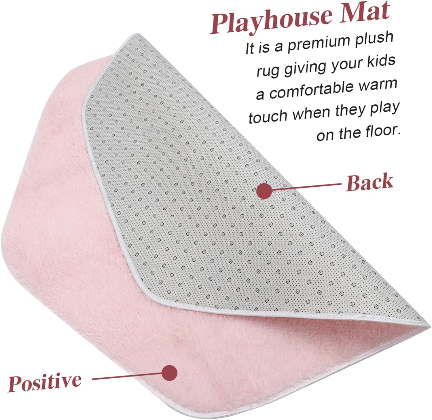 Ipetboom Hexagon Play Tent Mat Cushion Soft Shaggy Area Rug for Childrens Playhouse Nursery Crawling Mat Non Slip Carpet for Bedroom Living Yoga Pet Pad