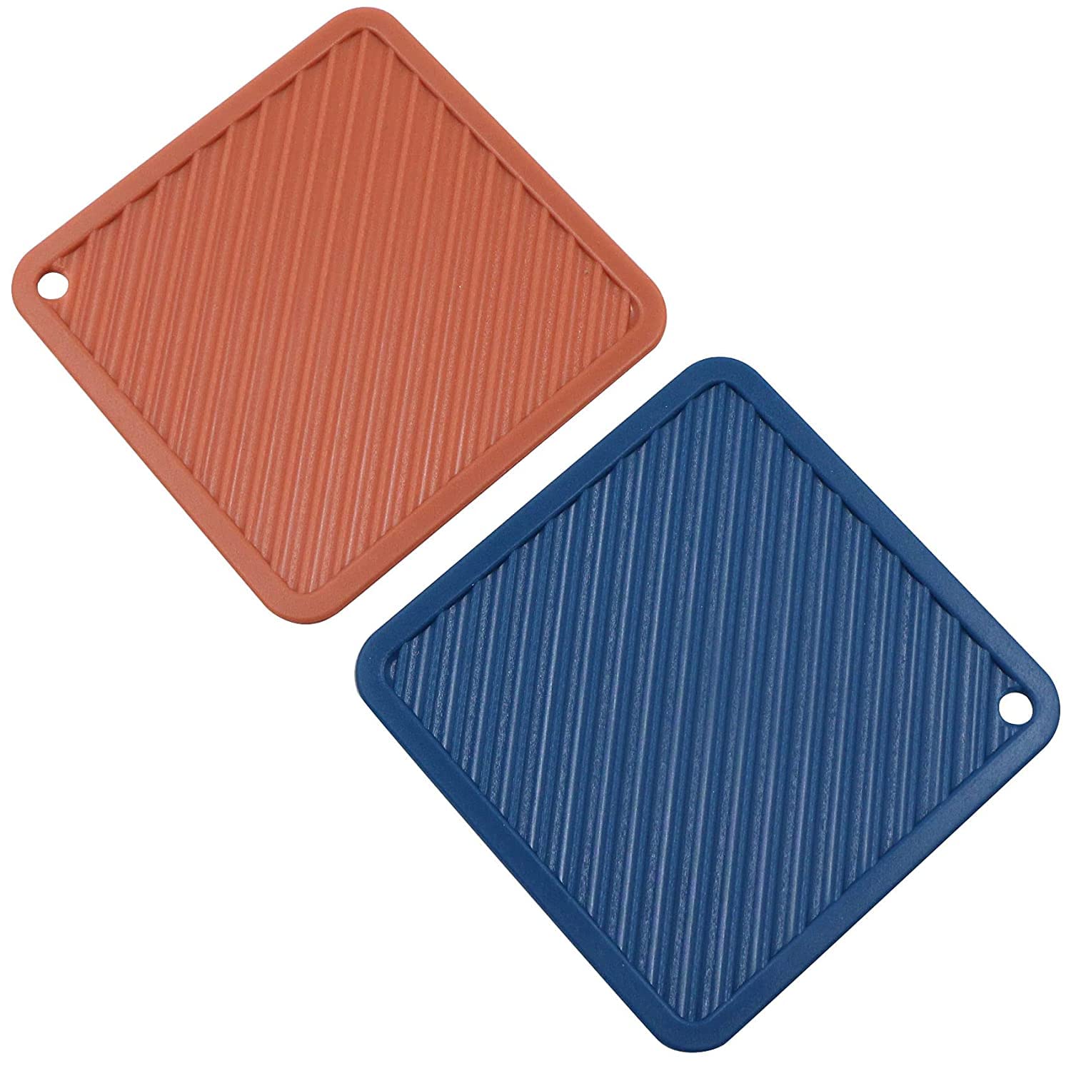 Trifecta Square Silicone Coasters Set of 2, Coasters for Drinks Modern Funny Colorful Cup Coasters for Coffee Table, Outdoor, Non-Slip & Heat Resistant Kitchen Pot Trivets Mats (Multi - 2)