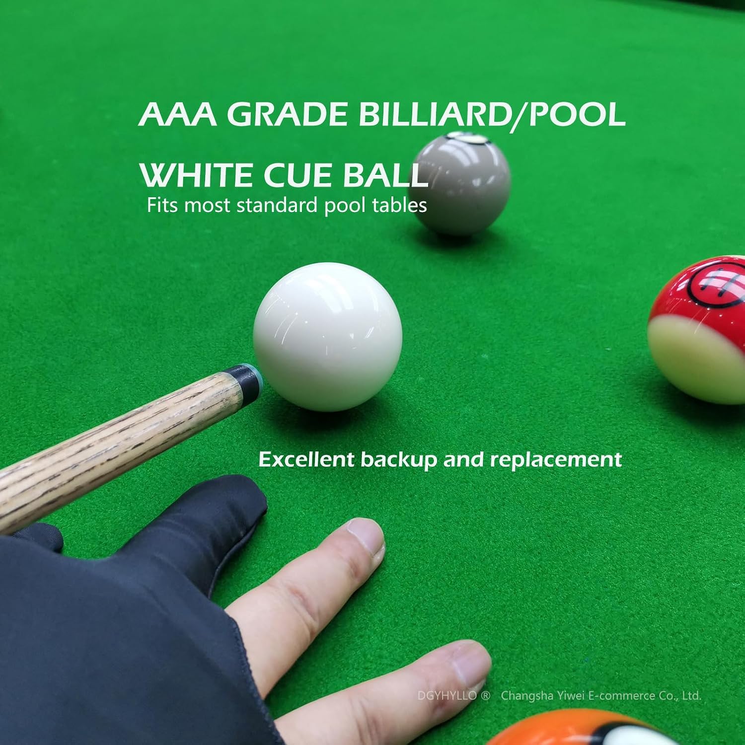 2-1/4" 6 oz Regulation White Billiard/Pool Cue Balls 2-Pack | with Three Finger Billiard Gloves and 6 Pool Table Marker Spots/Dots Billiard Table Accessory Replacement