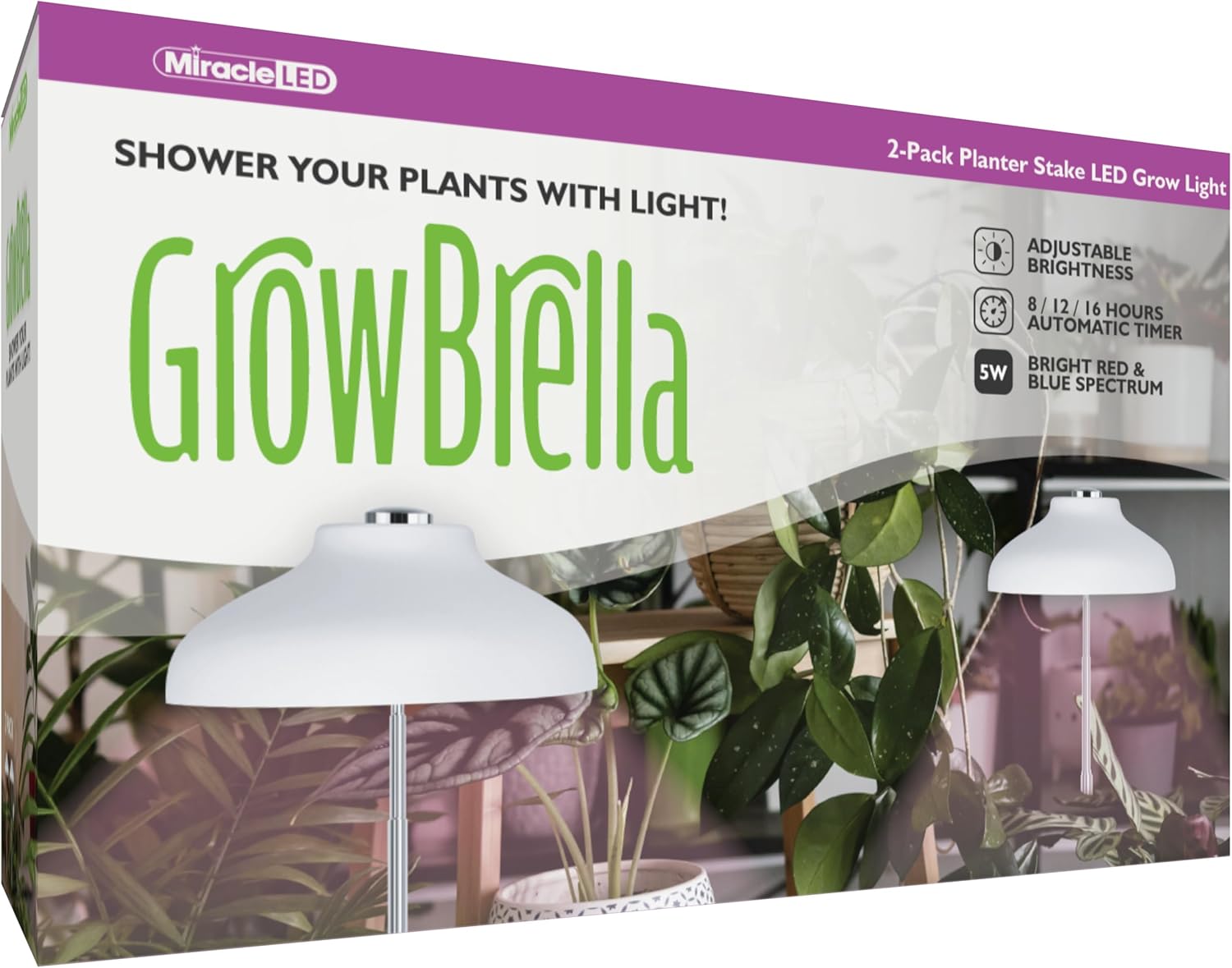Miracle LED GrowBrella Planter Stake Grow Light (2-Pack)