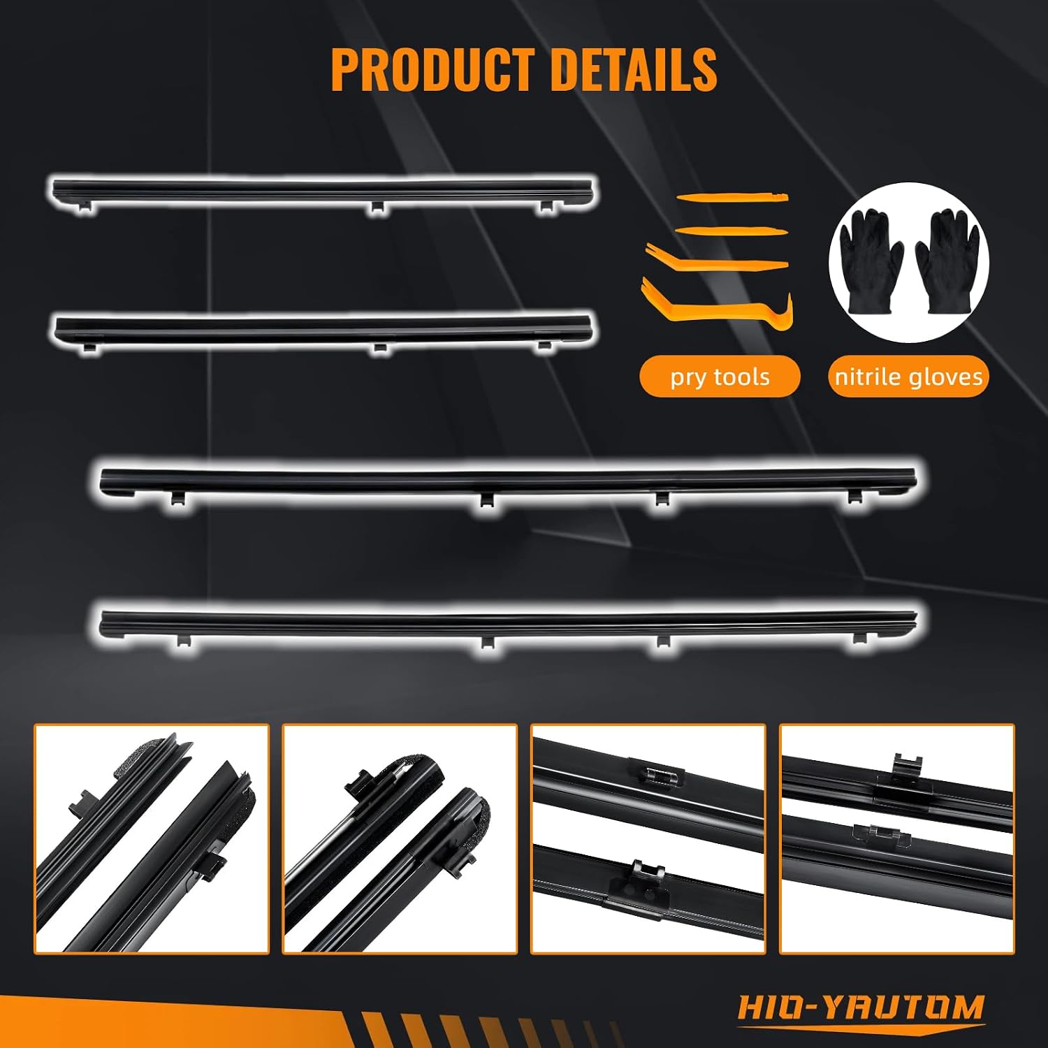 4PCS Inner Door Window Molding Trim Weatherstrip Compatible with 2010-2020 Toyota 4Runner & Lexus GX460 Replaces 68171-60090 68172-60080 68173-60060 68174-60060 Front Rear Weather Strip Seal Belt