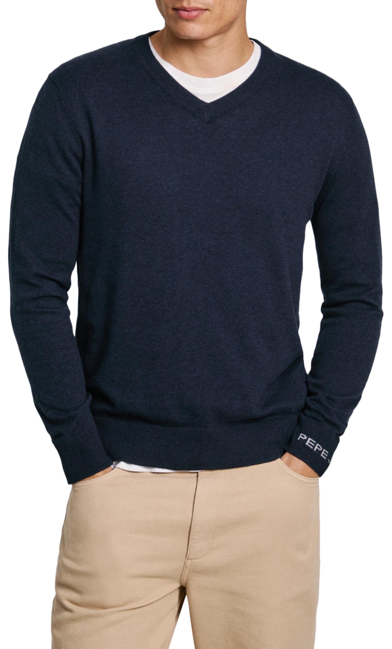 Pepe Jeans Men's Blue (Dulwich Blue) New Andre V Neck, Knitwear, Blue, Xxl