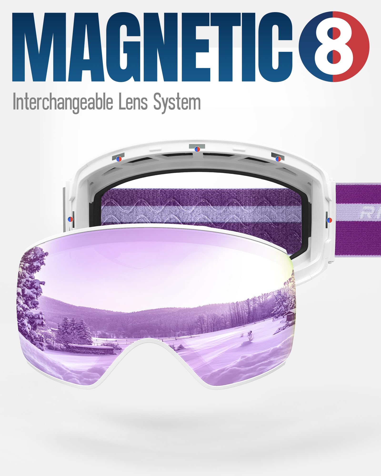 Gogle narciarskie, gogle śnieżne dla mężczyzn, kobiet, młodzieży, gogle snowboardowe, gogle narciarskie z wymiennymi soczewkami, ochrona przed promieniowaniem UV OTG, kask przeciwmgielny,