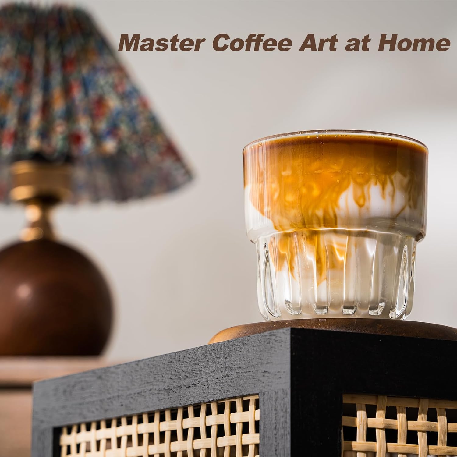 8oz Drinking Glasses Set of 4, Stackable Iced latte Coffee Glass, Cute Coffee Bar Accessories, Beer Glasses, Cocktail Glasses, Coffee Mugs for Latte, Tea, Water glasses for bar, restaurant - Image 5