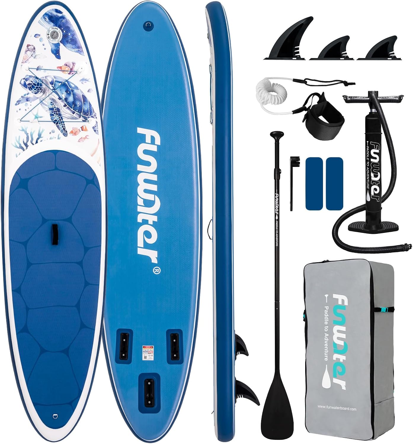 FunWater Inflatable Paddle Board 10'6"/11' Stand Up Paddle Boards with Premium Accessories, SUP Paddleboard for Adults & Youth of All Skill Levels
