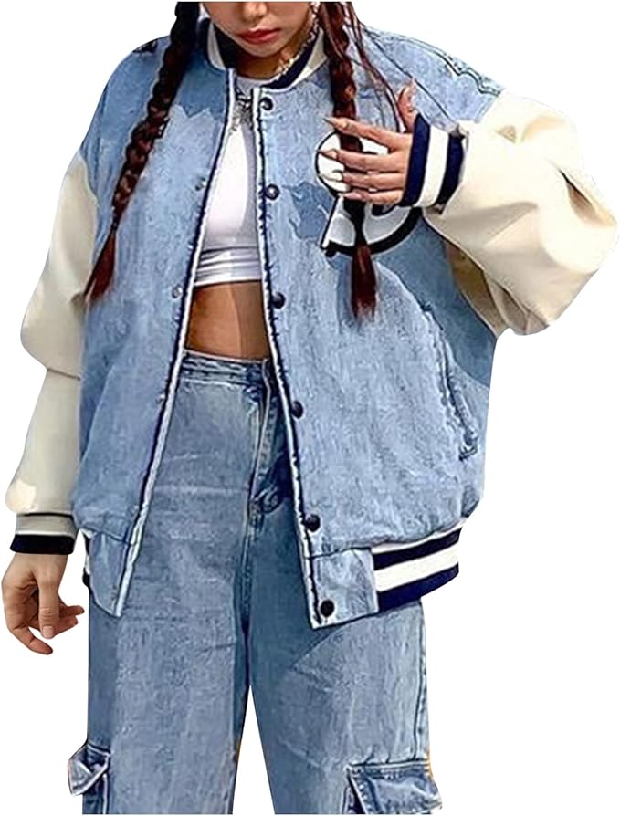 panel denim bomber jacket