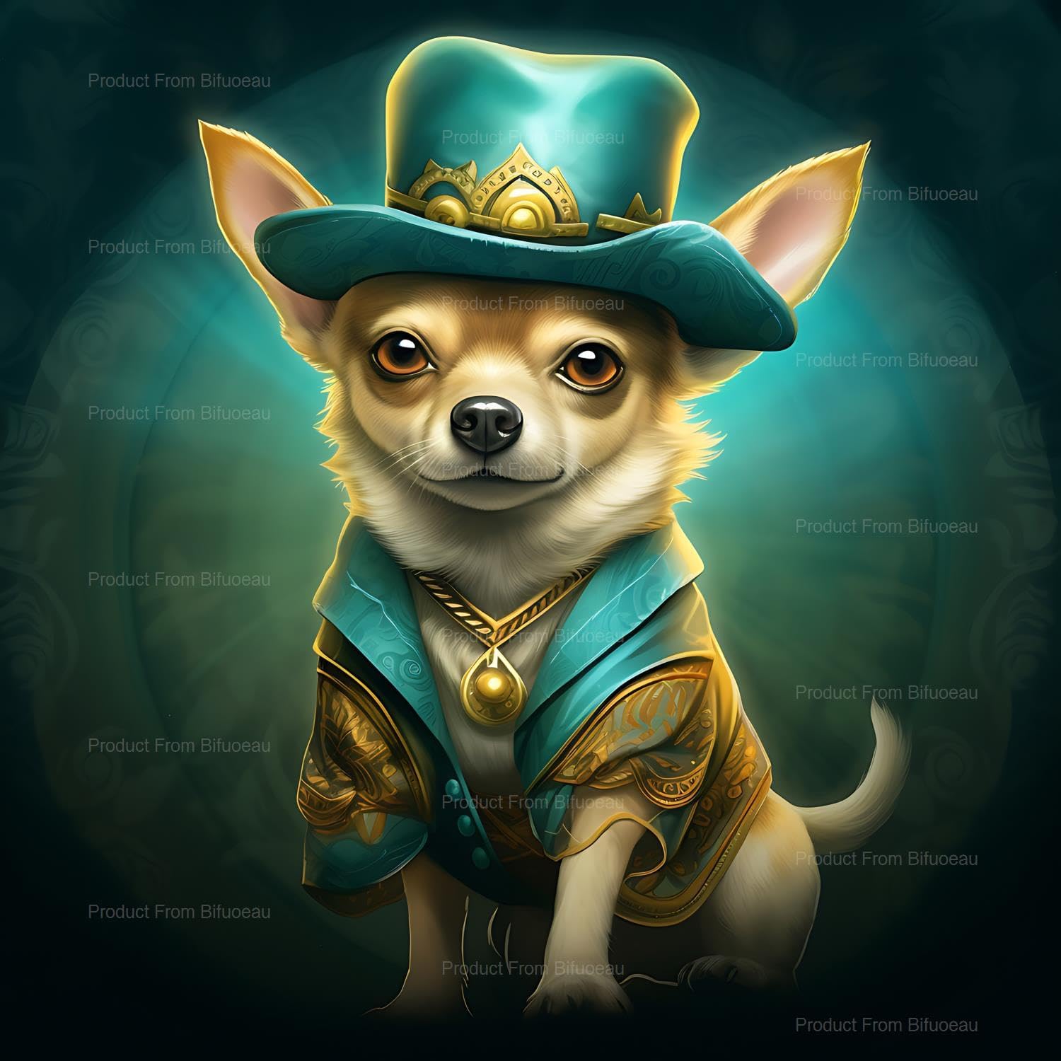 Bifuoeau 5D Cute Chihuahua Dog Diamond Painting Kits Chihuahua Dog in Ancient Egyptian Costume for Adults Kids, Full Round Diamond Art Craft for Home Wall Decor Gifts 20x24 inch