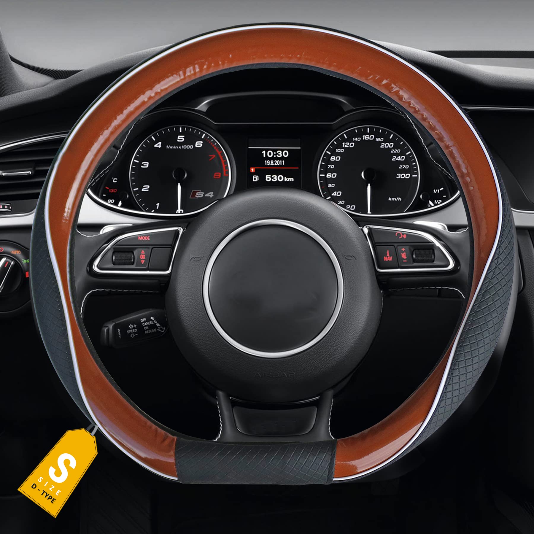 NIKAVI Tech Steering Wheel Cover (Small - D)(36 cm) Brown