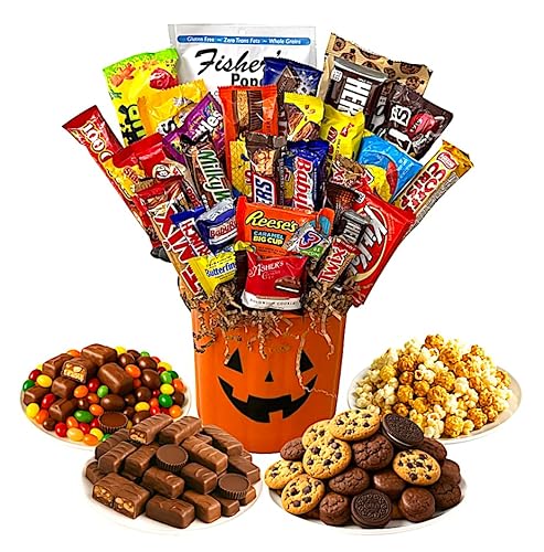 Halloween Pumpkin Gift Basket Hand-Crafted with your favorite chocolates, cookies,
