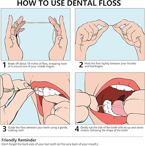 Miniatura 7 de Hilo dental de limpieza profunda, limpieza extra ancha y se desliza suavemente y fácilmente, sin PFAS  Sabor menta, 196.9 ft, paquete de 4