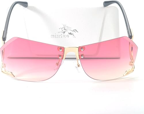 Miniatura 3 de MINCLGafas de sol de gran tamaño para mujer sin montura UV400 Protrction con funda