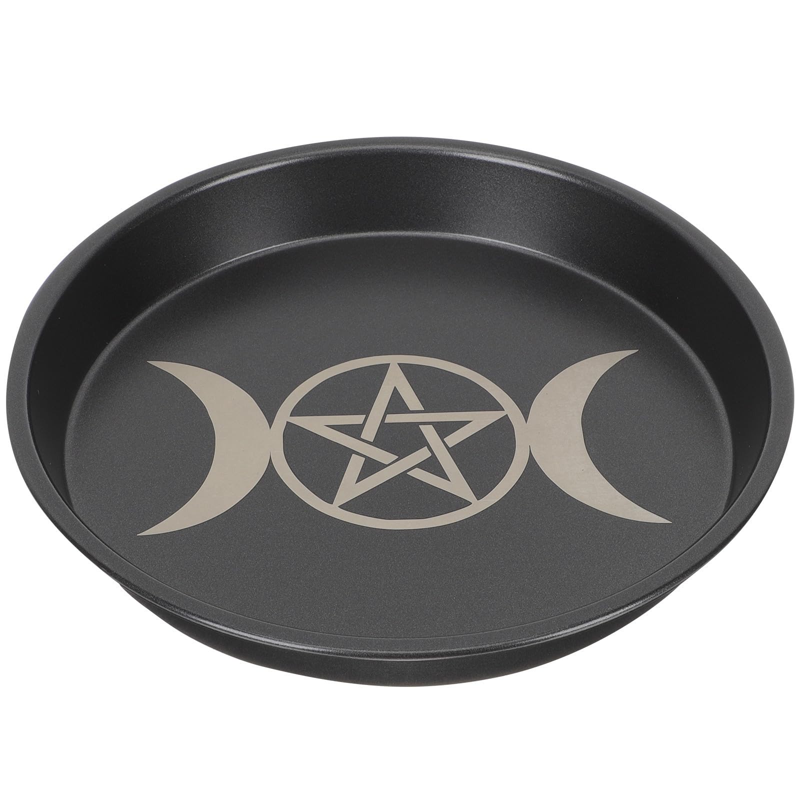 Bandeja de metal decorativa para el hogar y centro de mesa esotérico negro