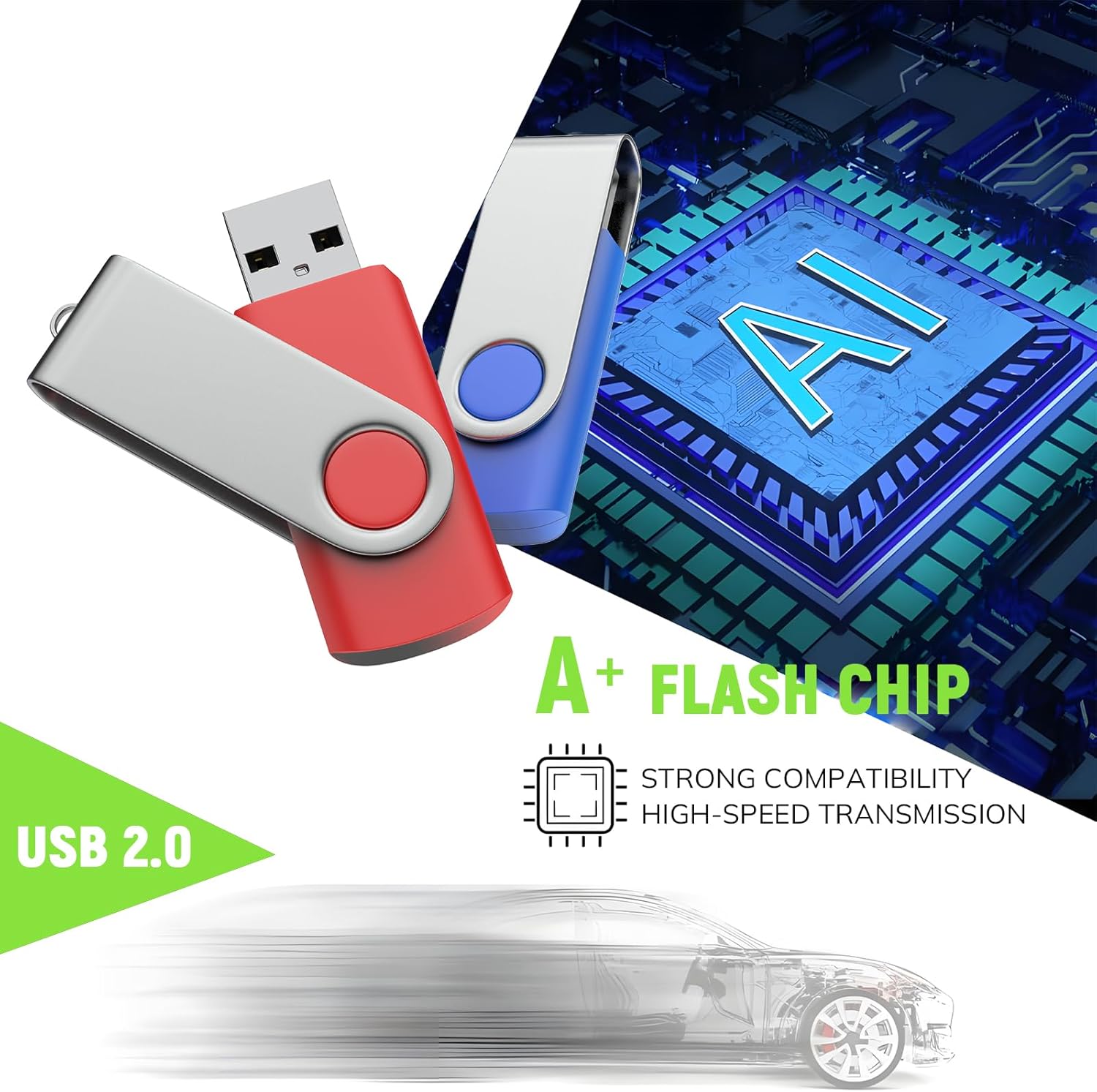 Custom USB Flash Drive, 50 Pack Personalized USB Memory Stick with Logo, High-Speed USB Thumb Drive, Ideal for Corporate Gifts and Promotional Events (1G,Without Box)