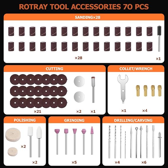 Mini Cordless Rotary Tool, USB Charging, 5-Speed Rotary Tool Kit with 73 Accessories, Multi-Purpose 3.7V Power Multi Tool for Sanding, Polishing, Drilling, Etching, Engraving, Cutting, DIY