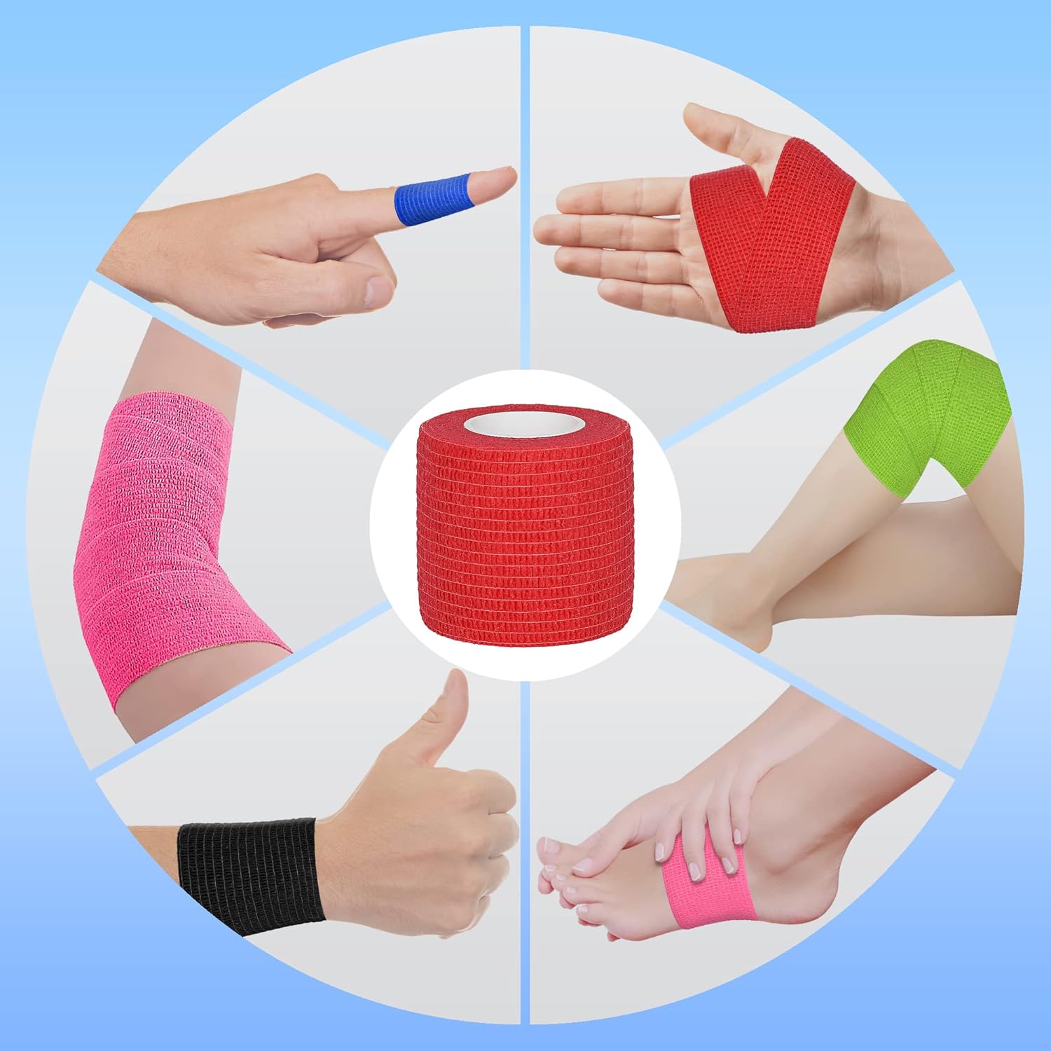 8 Rolls Cohesive Bandage 2” x 5 Yards Self Adherent Bandage Wrap Breathable Vet Tape Elastic Adhesive Bandage for Sports, Wrist, Ankle, Tattoo Wraps(Red) - Image 6