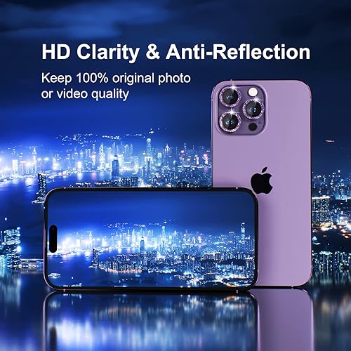 Miniatura 283 de Misea [3+1] Protector de lente de cámara para iPhone 14 Pro/iPhone 14 Pro Max, protector de pantalla de vidrio templado 9H, protector de pantalla