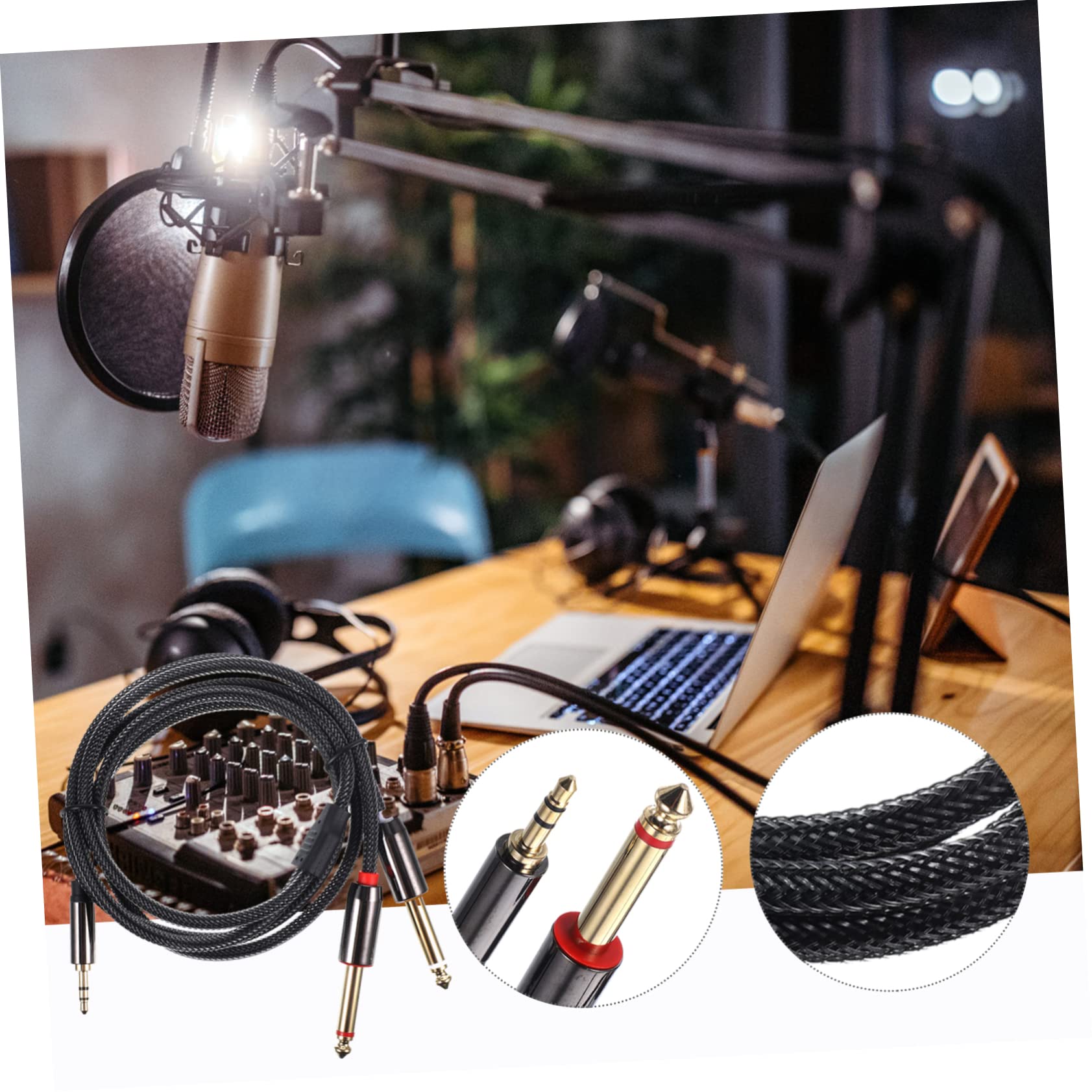 UKCOCO 5 Pezzi Convertono 3 5 Mm in 2x 1/4 Cavo Audio Splitter 1 M Lega Di Zinco Intrecciato Per Un Suono Compatibile Con Molti Dispositivi