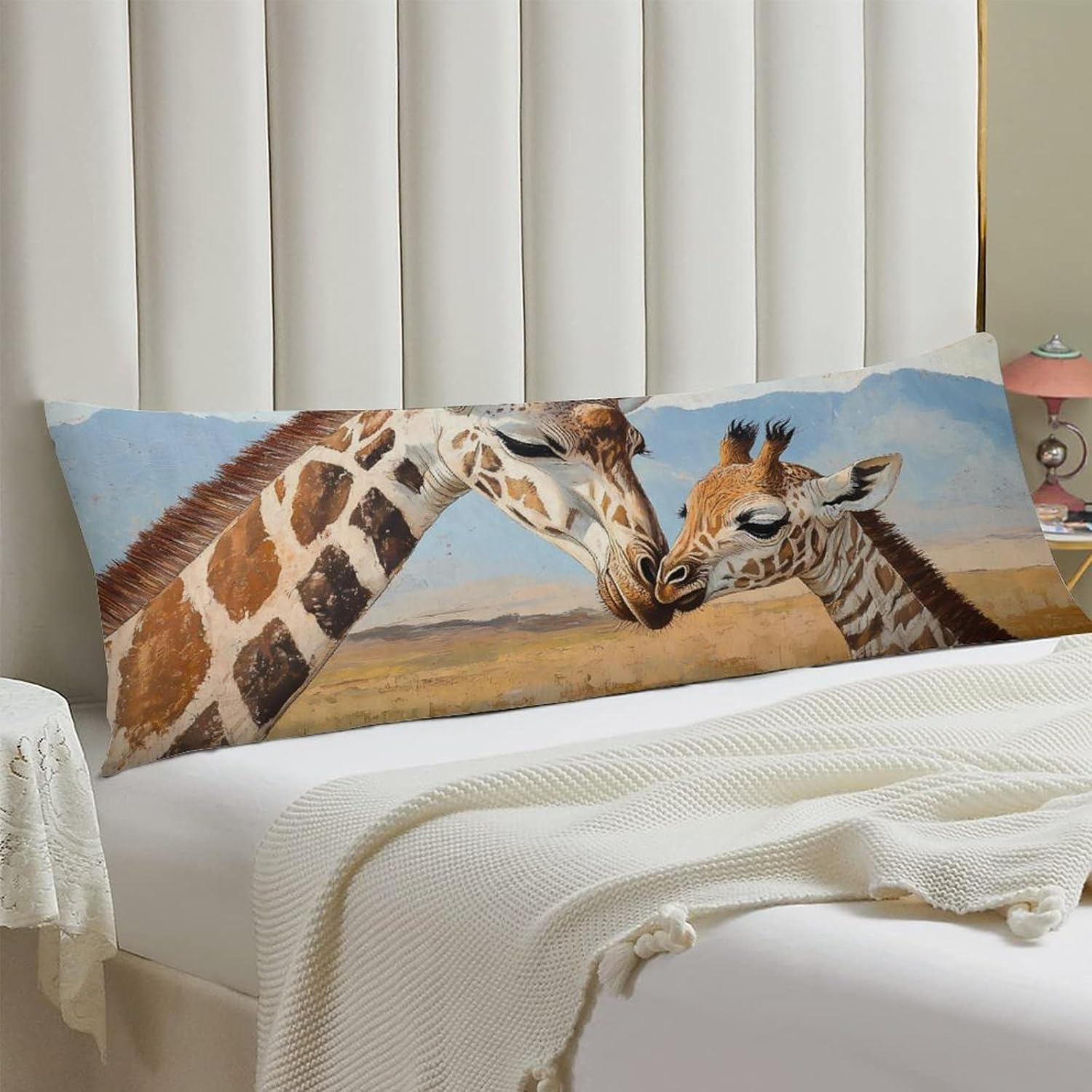 Giraffes on The Grassland Body Pillow Cover Long Cushion 18.9x53.1 Inch | pillowcase,bed decor,farmhouse,sofa