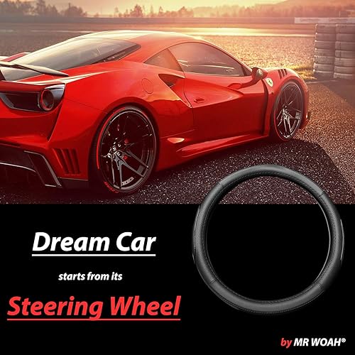 Funda de cuero genuino de alta calidad para volante de 16 pulgadas para automóviles, SUV y camiones, ajuste universal, transpirable, perforada, disponible en Yaxa Peru