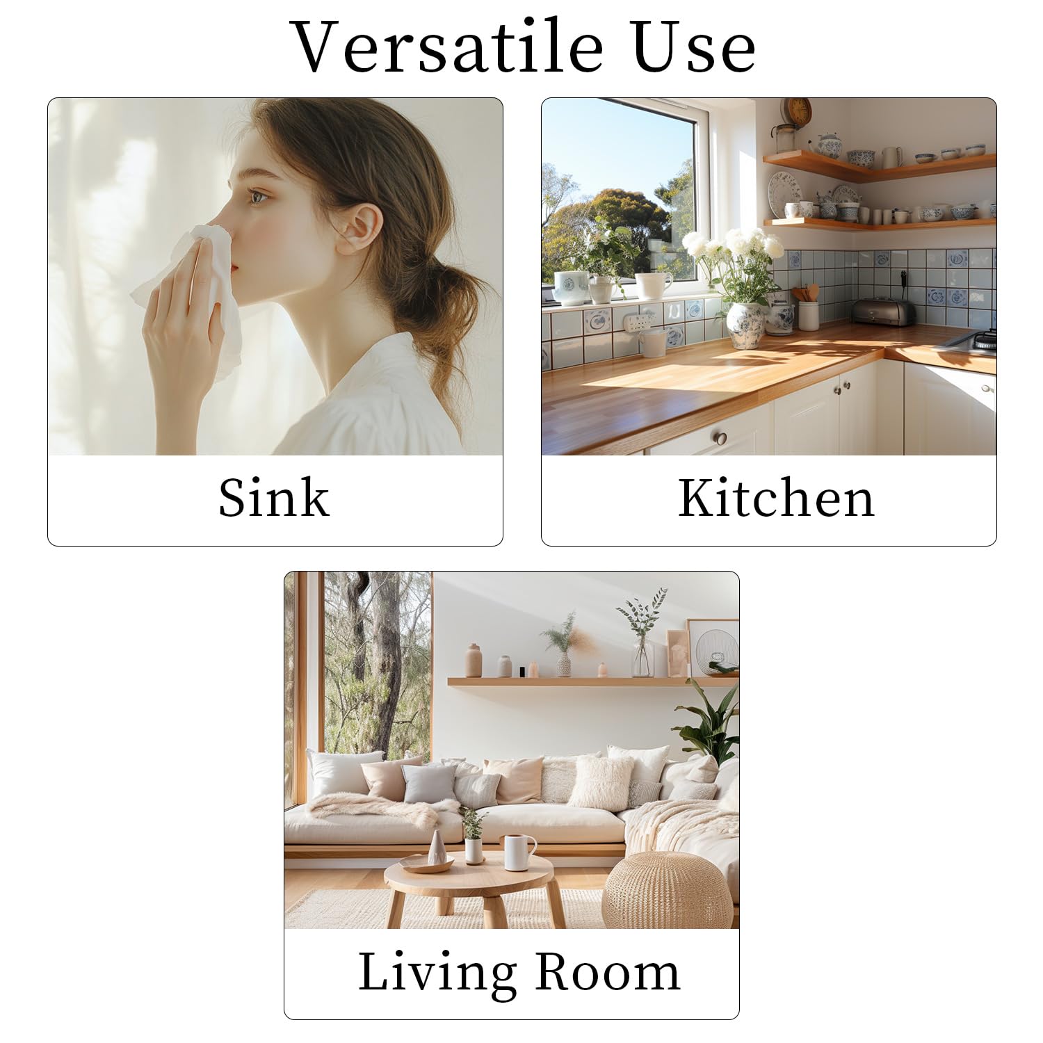 Hanging Disposable Face Towels Cloths Plus, Dry/Wet Dual-Use, Extra Large Thick 3D Washing Wipes (Reusable) for Daily Facial Cleansing and Use Anywhere 648 Count (3 Packs of 216)