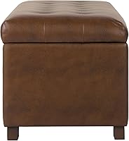 Vista 8 de HomePop Banco de almacenamiento grande copetudo, color marrón antiguo