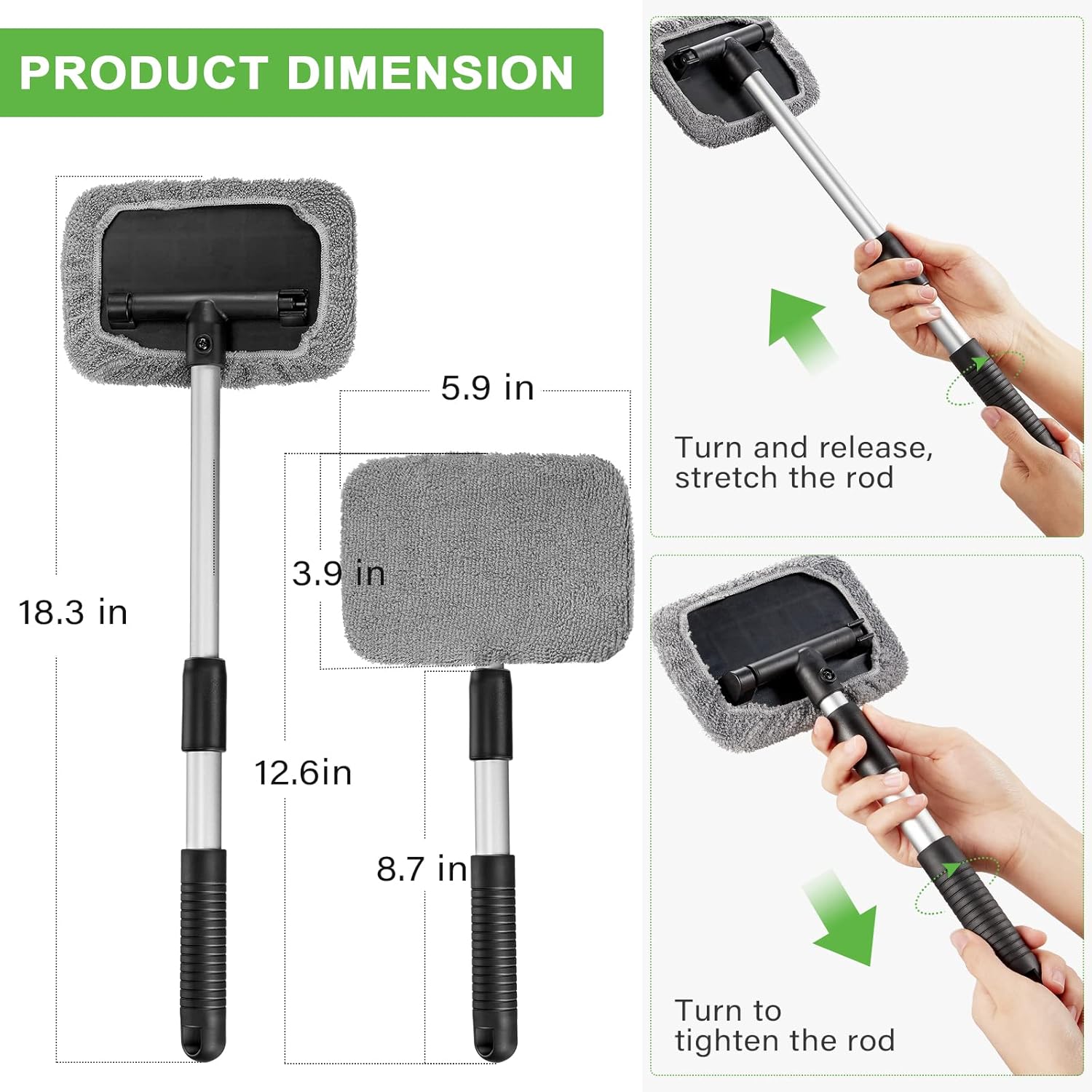 2 Sets Windshield Cleaner Car Window Cleaner Auto Window Cleaning Tool with Detachable Handle 6 Microfiber Pads and 2 Spray Bottles for Car Interior Car Cleanser Brush Car Cleaning Kit : Automotive