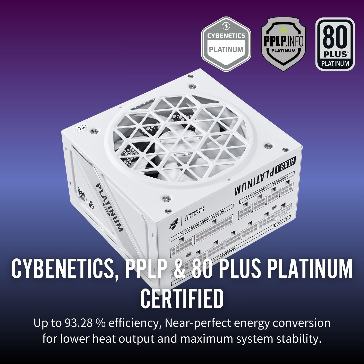 1ST PLAYER NGDP-PLT-1000W PSU Fully Modular PC ATX Power Supply-Computer Power Supplies,80 Plus Platinum/Cybenetics Platinum/PPLT Platinum,ATX 3.1/PCI-E 5.1/Silent FDB Fan with Zero RPM (White)