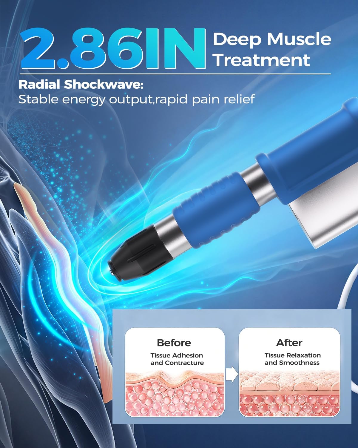 Shockwave Therapy Machine for Joint/Muscle Pain Relief Back Waist Leg and Golf Elbow Relief Pain,ED Softwave Non-Invasive Extracorporeal ESWT Shock Wave Therapy Device,Ideal for Home & Clinical A004