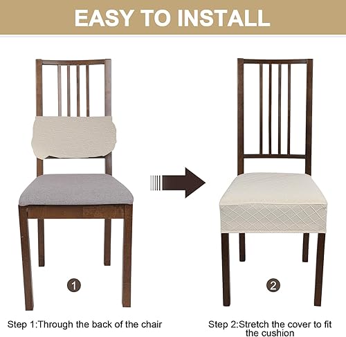 Miniatura 7 de NIBESSER Juego de 6 fundas de asiento para sillas de comedor, elásticas, suaves, extraíbles y lavables, fundas de cojín para comedor, fundas de
