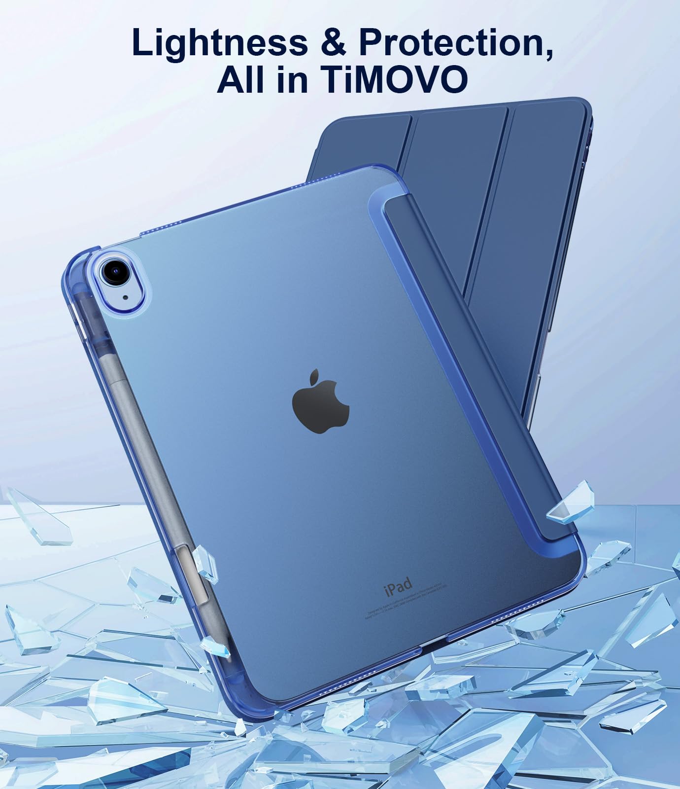 TiMOVO Custodia iPad 11 Gen A16 11" 2025/iPad 10 Gen 10.9" 2022 con Portapenne, Supporto Retro Traslucido, Auto Sveglia/Sonno, Grigio Blu