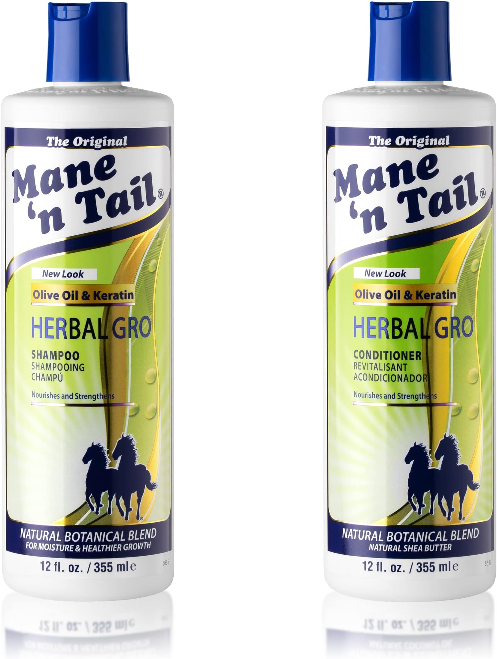 Mane 'n Tail The Original ?n Olive Oil Complex - Herbal Gro Shampoo + Conditioner - Strengthens & Nourishes - Reduces Breakage - 12 Oz - 2-Pack