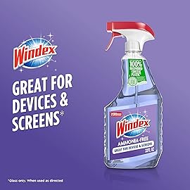Windex Glass and Window Cleaner Spray Bottle, Ammonia Free, Packaging Designed to Prevent Leakage and Breaking, Crystal Rain Scent, 32 Fl Oz