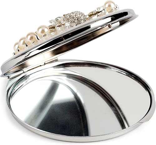 Vista 20 de Cottage Garden Pintado a mano esmalte de metal dorado ornamental vintage tapa con bisagras personal de 3 pulgadas maquillaje belleza espejo de viaje