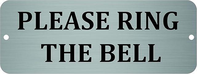 Maggie-mais Please Ring The Bell Metal Aluminium Door Sign Plaque for House Office 20cmx7.5cm (Brushed Silver)